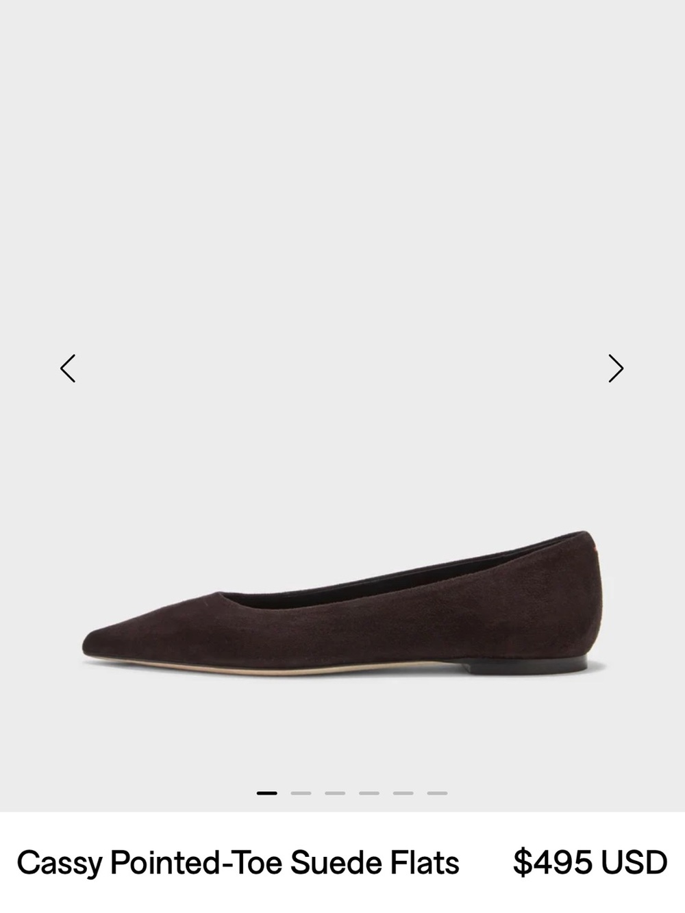 Classic Women's Cassy Suede Pointed Toe Ballet Flats - Dark Brown size 39/8